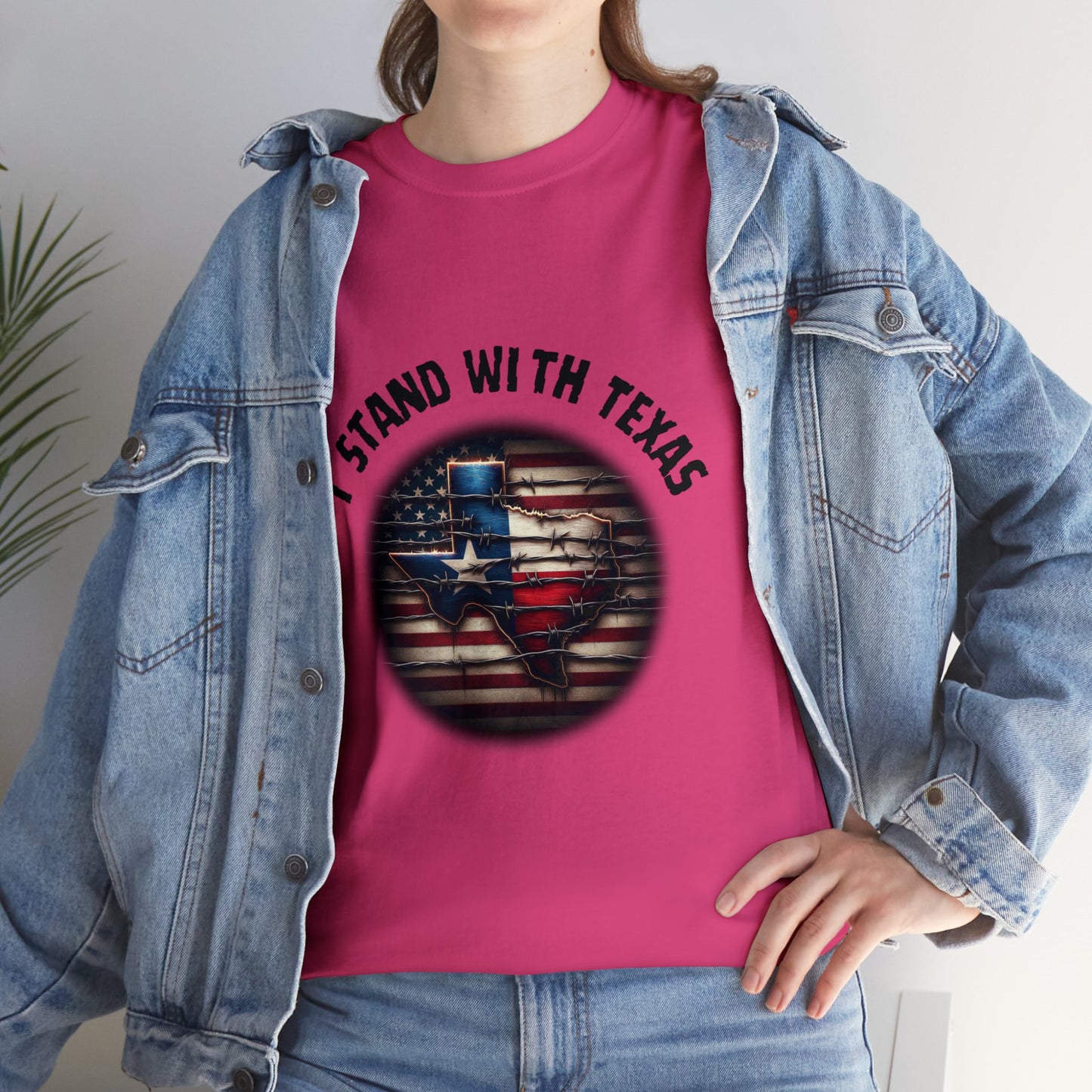 I Stand With Texas Flag USA State of Texas Unisex Heavy Cotton Tee